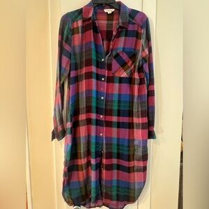 beachlunchlounge Multicolor Plaid Long Sleeve Dress